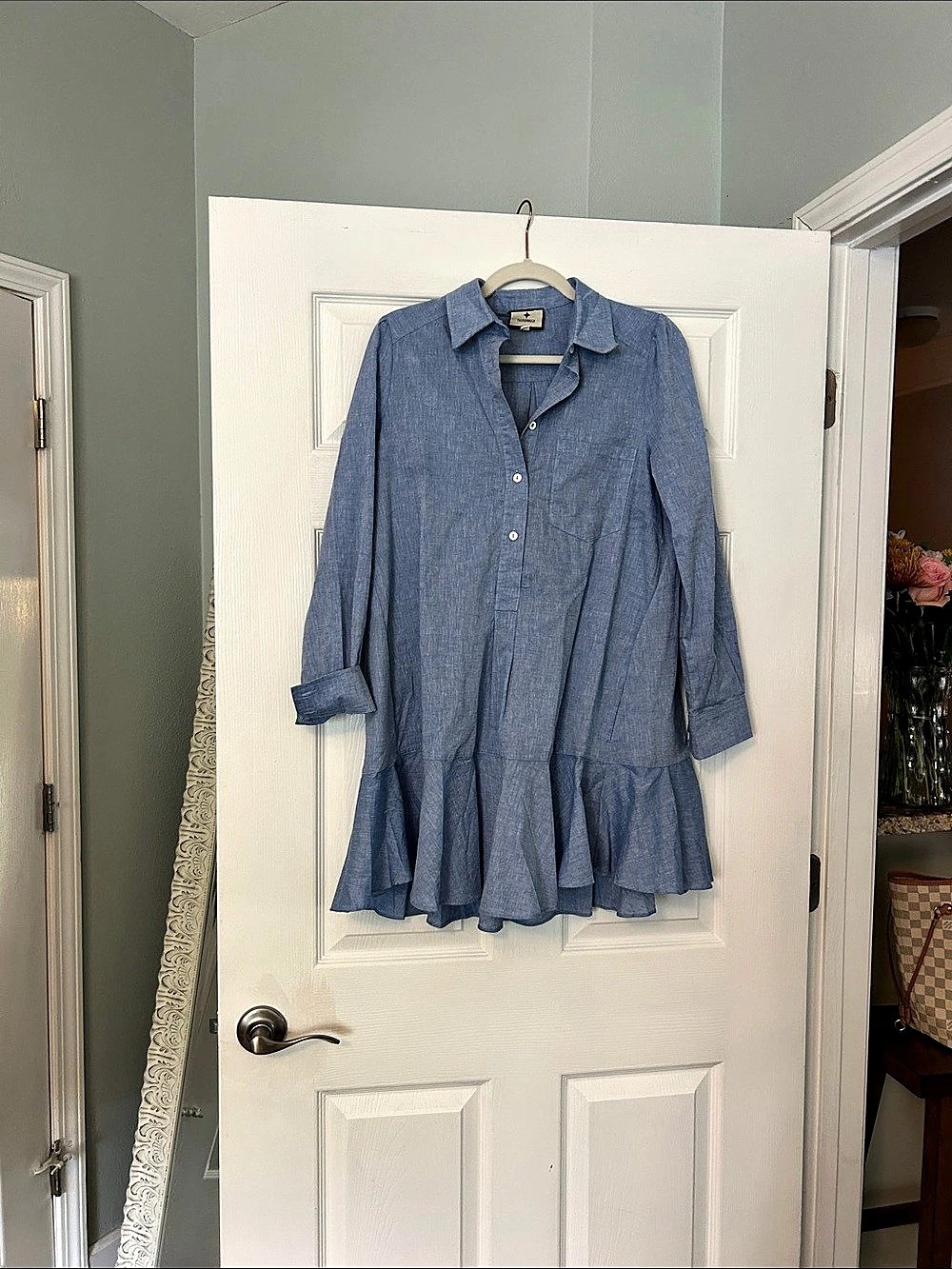 Tuckernuck Chambray Callahan Shirt Dress Blue Long Sleeve Mini Dress Like New